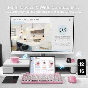 <span class=keywords><strong>Clavier</strong></span> mécanique vintage à points roses pour machine à écrire, rétroéclairage simple de taille standard 5.0 pour téléphone portable et tablette - Product Image 3