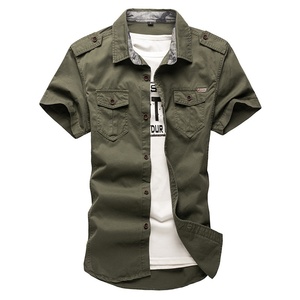Nouvelles Chemises d'été à manches courtes pour hommes, multi-poches, en coton de haute qualité, décontractées, couleur unie, pour l'extérieur - Product Image 2