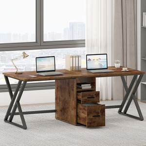 Gỗ dài hai người bàn văn phòng Bàn máy tính với kệ mở và ngăn kéo bên dưới cho văn phòng nhà - Product Image 5