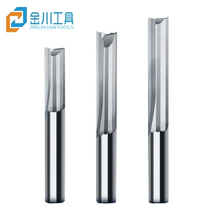 Jinchuan 6Mm 8Mm Shank Hai Sáo Bộ Định Tuyến Thẳng Bit Cho Gỗ CNC Máy Cắt Khắc Thẳng End Mill Công Cụ Phay