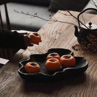 Assiette à fruits en bambou style Wabi-sabi, assiette décorative faite à la main, nouveau style chinois, vente en gros pour les maisons d'hôtes et les hôtels
