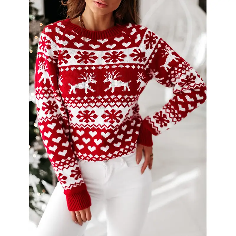 2024 सुंदर महिला स्वेटर शीर्ष कोट क्रिसमस शीतकालीन पुनर्जन्म महिला लड़कियों गर्म संक्षिप्त स्वेटर