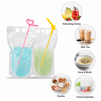 Poches Personnalisées Jetables en Plastique PE pour Jus, Boissons, Eau, Liquides Alimentaires avec Trou pour Paille