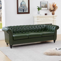 3-Sitzer Chesterfield Ledersofa mit Diamant-Knopfheftung, Abgerundeten Armlehnen, Silbernen Ziernägeln, Braunes Sofa für Wohnzimmer