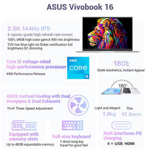 โน้ตบุ๊ก <span class=keywords><strong>ASUS</strong></span> Vivobook16 Intel Core รุ่นที่ <span class=keywords><strong>13</strong></span> I5-13420H  โน้ตบุ๊กสำหรับเล่นเกม ขนาด 16 นิ้ว 2.5K  โน้ตบุ๊กสำหรับธุรกิจ - Product Image 2