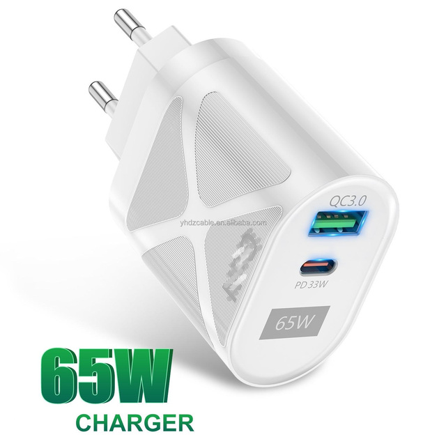 65W PD Fast Charging Universal Charger USB Type-C Adapter QC3.0 Technology for Mobile Phones Earphones PC Fireproof Dual Ports