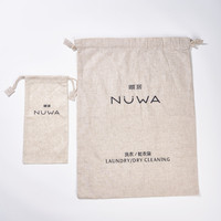 Tas Laundry & Sepatu dari Kain Katun Linen Lembut dengan Tali Serut Hotel Mewah