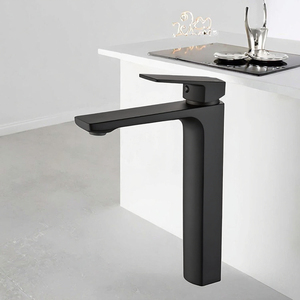 Modern Single-Hole Tall Bathroom Faucet Matte Black Brass Vessel Sink Mixer with Artistic Design for Hotels Bedrooms Halls - Product Image 3