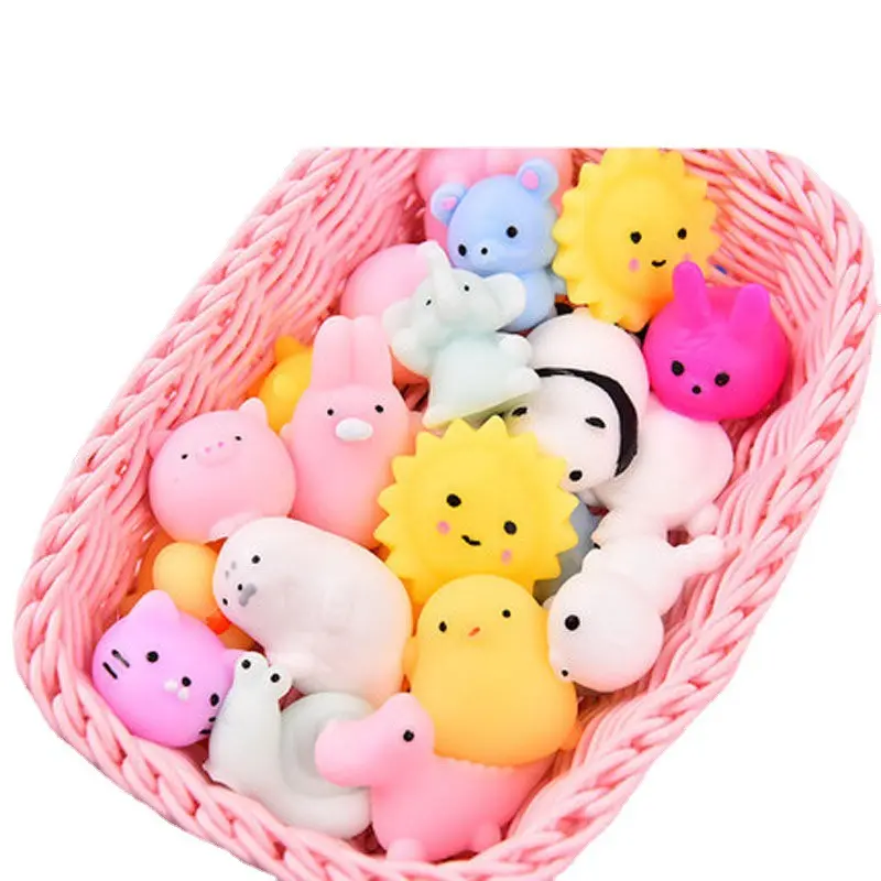 Kids Stress relief mini cute kawaii TPR Slow Rising Rubber Mochi Squeeze animals Silicone Anti Stress Squishy fidget Toys
