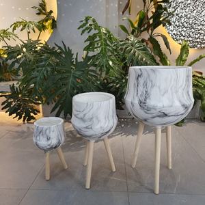 Juego de Decoración para el Hogar de Estilo Europeo, Macetas de Fibra de Vidrio con Efecto Marmoleado, Macetas Pintadas a Mano para Suelo - Product Image 1