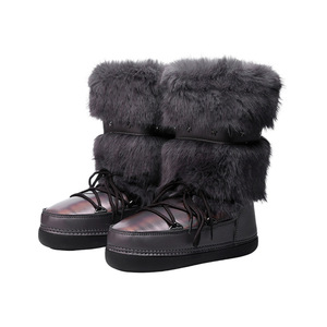 Bottes d'hiver tendance en velours épais, style sneakers lune, pour enfants et femmes - Product Image 3