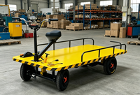 Chariot électrique à plateforme à 4 roues, capacité de charge lourde de 1T, 2,5m x 1,5m, en acier au carbone épaissi, chariot de transport pour ferme et verger
