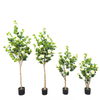 Arbre de Camélia Artificiel, Grande Plante en Pot en Plastique, Plante Haute Réaliste, Arbre Décoratif, Fleur