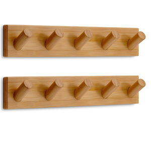 <b>Wood</b> Wall Mounted <b>Coat</b> Rack 5 <b>Hooks</b> Storage For Entryway Bedroom Door - Product Image 1