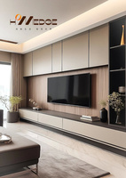 Meuble TV moderne en palissandre, rangement multifonctionnel durable, fait à la main, réglable, cheminée à LED, mobilier pour salon et hôtel