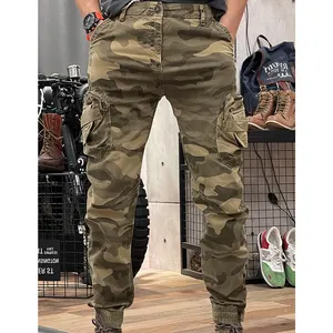 Wholesale custom men's cargo pants casual camo pants camouflage colored cargo pocket jeans men s custom