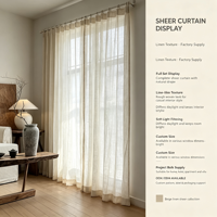 Rideau transparent de haute qualité en lin doux effet café avec texture naturelle pour une décoration intérieure décontractée et relaxante