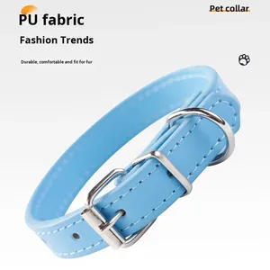 Luxury Adjustable PU Leather Dog Collar with Metal Buckle D Ring Modern Simple Style Training Collar <strong>Belt</strong> for Dogs and <strong>Cats</strong> - Product Image 4