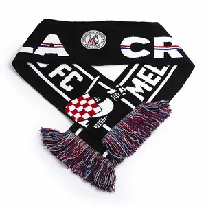 Акриловый вязаный шарф для футбольного клуба/вязаный зимний шарф для взрослых оптом с логотипом на заказ по заводской цене