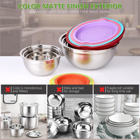 Ensemble de bols à salade empilables en acier inoxydable 7 pièces 14-26 cm avec couvercle hermétique et base antidérapante, idéal pour la pâtisserie, le mélange et le stockage des fruits