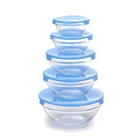 Bols en verre avec couvercles Set Saladiers avec couvercles Bol en verre Récipient de préparation de repas allant au micro-ondes avec couvercles 10 pcs