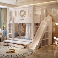 Lit superposé double en bois coloré personnalisé, lit double en bois massif, lit superposé pour enfants avec escaliers pour adultes et enfants