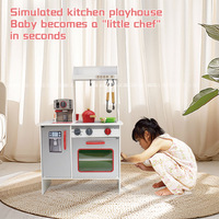 Caja de Cocina de Madera con Luz y Sonido, Juguete Educativo Montessori de Simulación de Cocina para Niños Pequeños