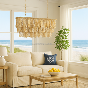 <span class=keywords><strong>Long</strong></span> <span class=keywords><strong>lustre</strong></span> en perles de <span class=keywords><strong>bois</strong></span> de Style français bohème pour Villa salon chambre cuisine Restaurant café bord de mer hôtel <span class=keywords><strong>lustre</strong></span> - Product Image 3