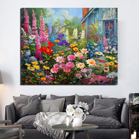 Kit de Peinture par Numéros pour Débutants Adultes - Maison de Campagne, Fleurs Sauvages, Peinture sur Toile Florale avec Accessoires Complets - Art DIY pour Décoration Intérieure