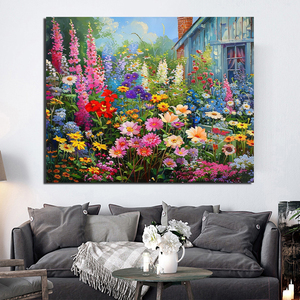 Kit de Peinture par Numéros pour Débutants Adultes - Maison de Campagne, Fleurs Sauvages, Peinture sur Toile Florale avec Accessoires Complets - Art DIY pour Décoration Intérieure - Product Image 2