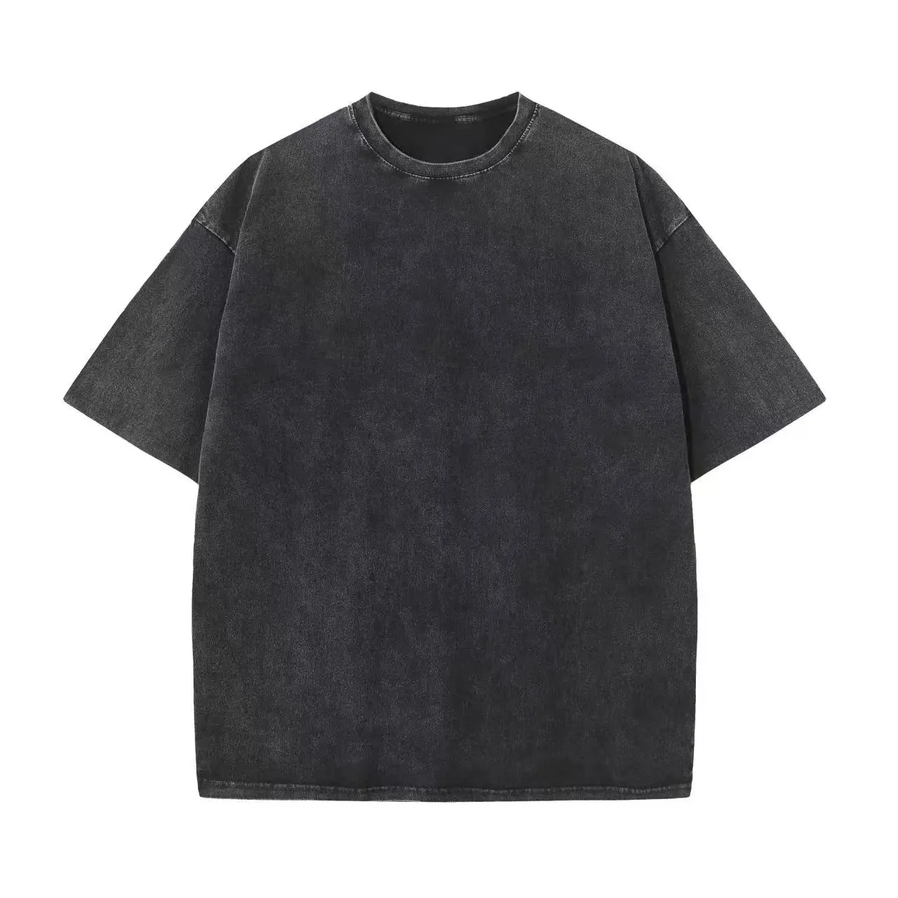 Hiphop Mannen Nood Unisex Zwart Blanco Drop Shoulder Custom Wholesale Wast Out T-Shirt Oversized Steen Acid Wash T-Shirt