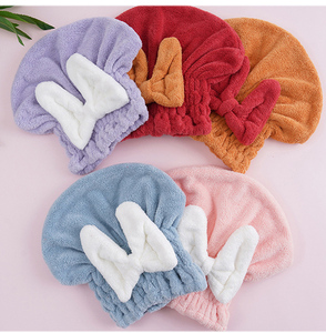 Gorro de Secado Rápido para el Cabello con Lazo de Felpa Coral para Mujer, Altamente Absorbente, No Requiere Secado con Secador, <span class=keywords><strong>Toalla</strong></span> para el Cabello - Product Image 1