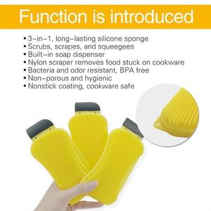 Éponge-brosse de nettoyage de cuisine en silicone pour vaisselle, cuvettes et casseroles, avec distributeur de savon intégré - Product Image 5