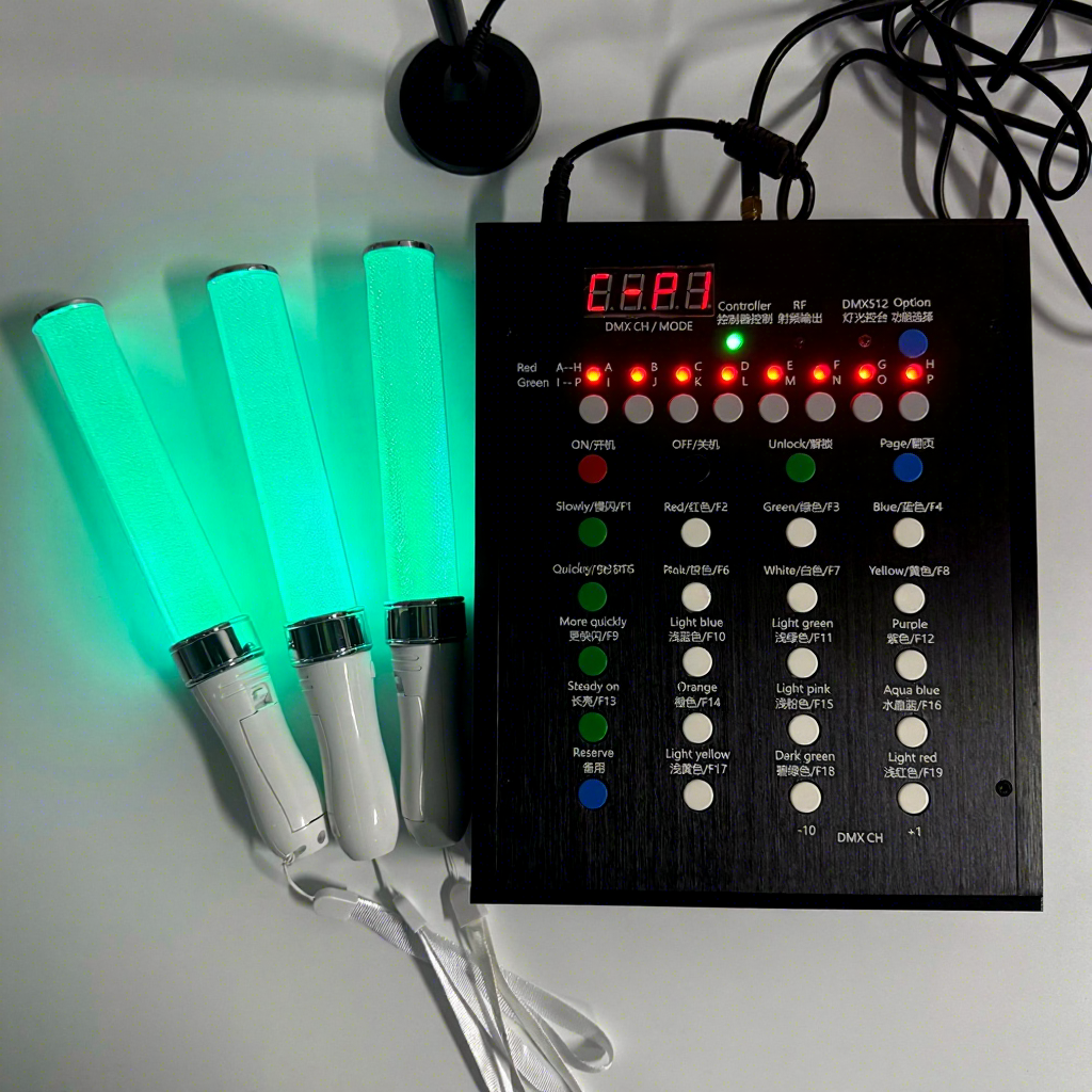 Concert Annual Meeting Events Party Supplies Customize logo Switch DMX Remote Led Light Glow Flash Stick for Fans Cheer up Gifts