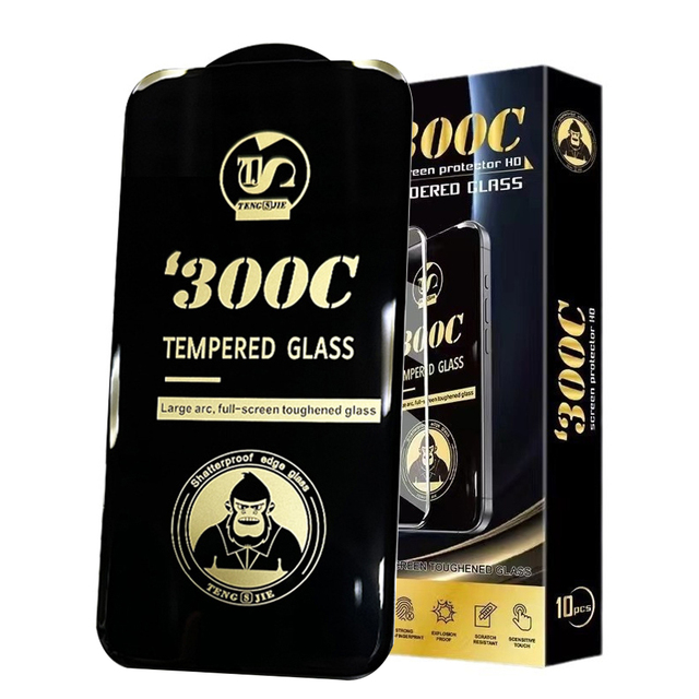 300C Large Arc Tempered Glass Screen Protector for iPhone 16 15 Pro 14 Pro Max Anti-static Glass Film for iPhone 11 12 13