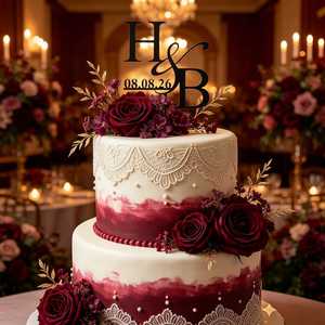 Décoration de gâteau de mariage personnalisée en acrylique, Décoration de fête de fiançailles - Product Image 3