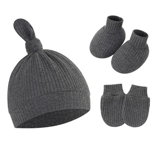 Ensemble de 3 pièces MIO pour nouveau-né : bonnet, chaussettes et moufles en coton doux, bonnet pour bébé, chaussettes antidérapantes, gants de couleur unie pour garçons et filles - Product Image 6