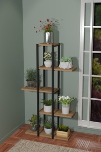 Organizador de Flores de 5 Niveles con Estantes Decorativos, Tablero de Aglomerado Resistente y Metal, Decoración Ecológica para Interiores del Hogar - Product Image 4