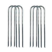 Lot de 6 piquets de sol et crochets de jardin robustes en acier allié galvanisé pour camping, aménagement paysager, abris et balançoires