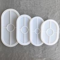 M13157 Trois sous-verres ovales Hd Cendrier Pot de fleurs Moule en silicone en résine de ciment