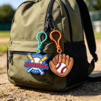 Porte-clés en caoutchouc PVC avec logo personnalisé 2D/3D sur le thème du club sportif de baseball, livraison rapide, cadeaux promotionnels, impression UV