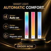 Éclairage de placard moderne à LED avec 32 LED à changement de couleur, détecteur de mouvement magnétique, fonctionnant sur piles, dimmable, pour cuisine et placard