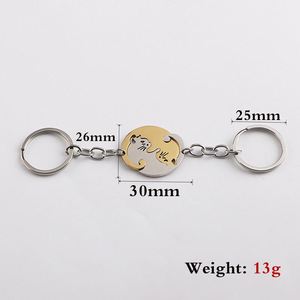 Colgante de Gato de Amor para Parejas, Llavero Antipérdida de Acero Inoxidable, Anillo para Colgar en Bolsos, Accesorios - Product Image 2