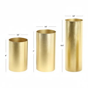 Home decor Metallic <b>vase</b> Cylinder <b>Vases</b> Candle Holders Set of 3 Brass Metal Cylinder Flower <b>Vase</b> - Product Image 1