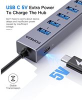 FORIDA HYD-9967H Aluminium USB 3.0 8-Port Ethernet Adapter Hub Kabel Panjang 3,9 kaki Daya 5V/3A |   Kompatibel dengan USB Extender (Cina)