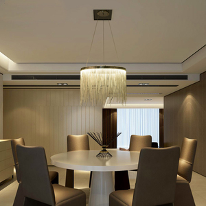 Modern Led <strong>Silver</strong> Metal Hanging Lamp Hotel Restaurant Contemporary Tassel <strong>Ceiling</strong> <strong>Light</strong> Dining Room Chandelier Pendant <strong>Lights</strong> - Product Image 3