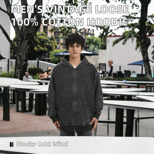 Felpa con Cappuccio da Uomo <span class=keywords><strong>Stile</strong></span> <span class=keywords><strong>Vintage</strong></span>, Ampia con Zip, Ricamo 3D, Stampa Digitale, Motivo Tinta Unita, in Pile 100% Cotone, Cappotto Invernale XL - Product Image 2