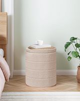 PINPLUS Ottoman Boîte De Rangement Boucle Tissu Rembourré Convertible Table Basse Pliant Repose-Pieds Salon Chambre 373745 cm