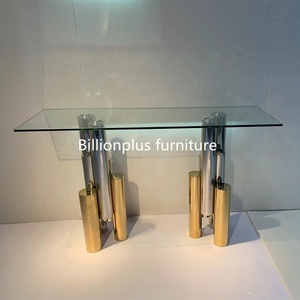 Modern Design Luxury Silver & Gold Touch Screen Dining Table With Stainless Steel Base Tempered Glass <b>for</b> Home or Hotels T56 Mod - Product Image 5
