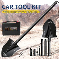 Xhandle MT-58 Kit de pelle multifonction professionnelle pour voiture, pelle de camping pliable en acier au carbone avec brise-vitre, boussole, outil EDC